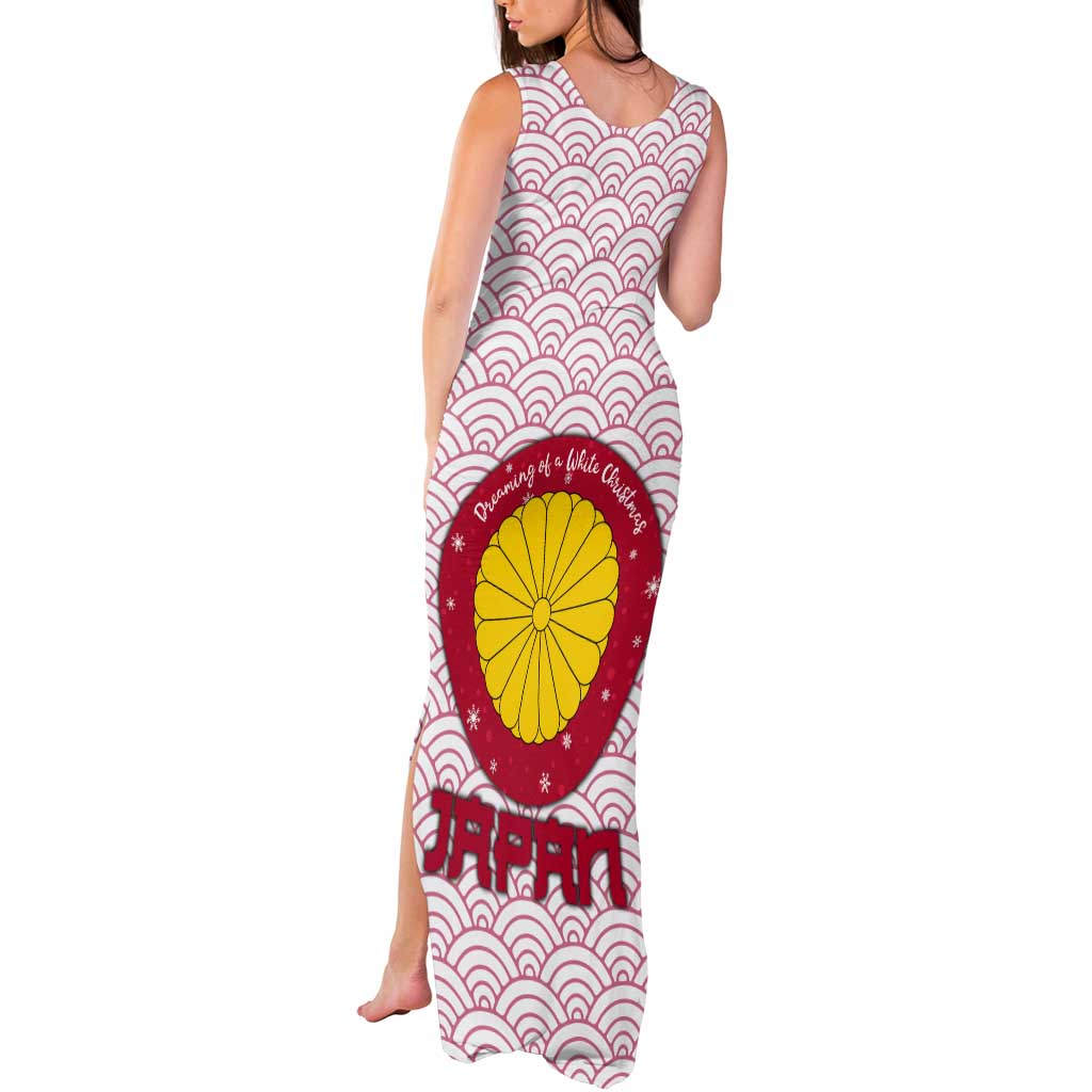 Japan Christmas Tank Maxi Dress with Sleeping Polar Bear Pine Trees and Chrysanthemum Crest Pattern - Wonder Print Shop