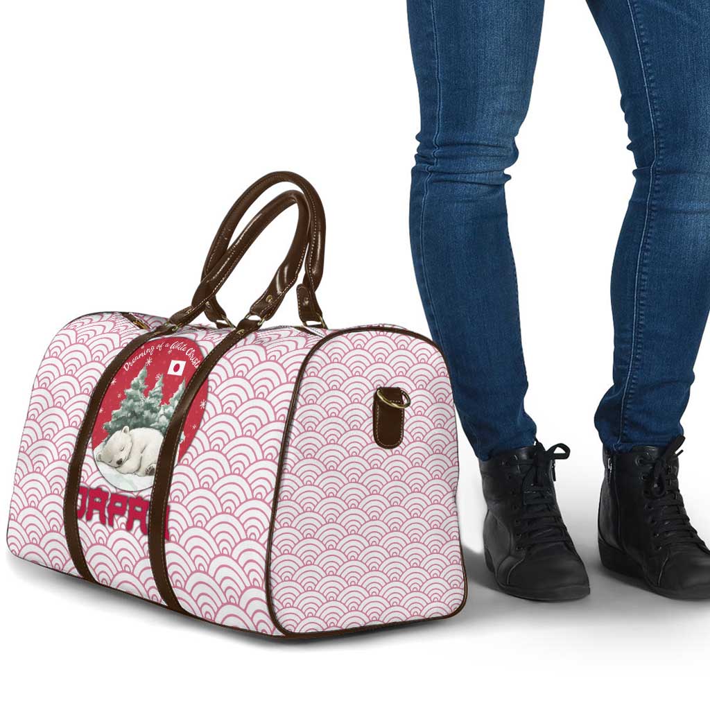Japan Christmas Travel Bag with Sleeping Polar Bear Pine Trees and Chrysanthemum Crest Pattern - Wonder Print Shop