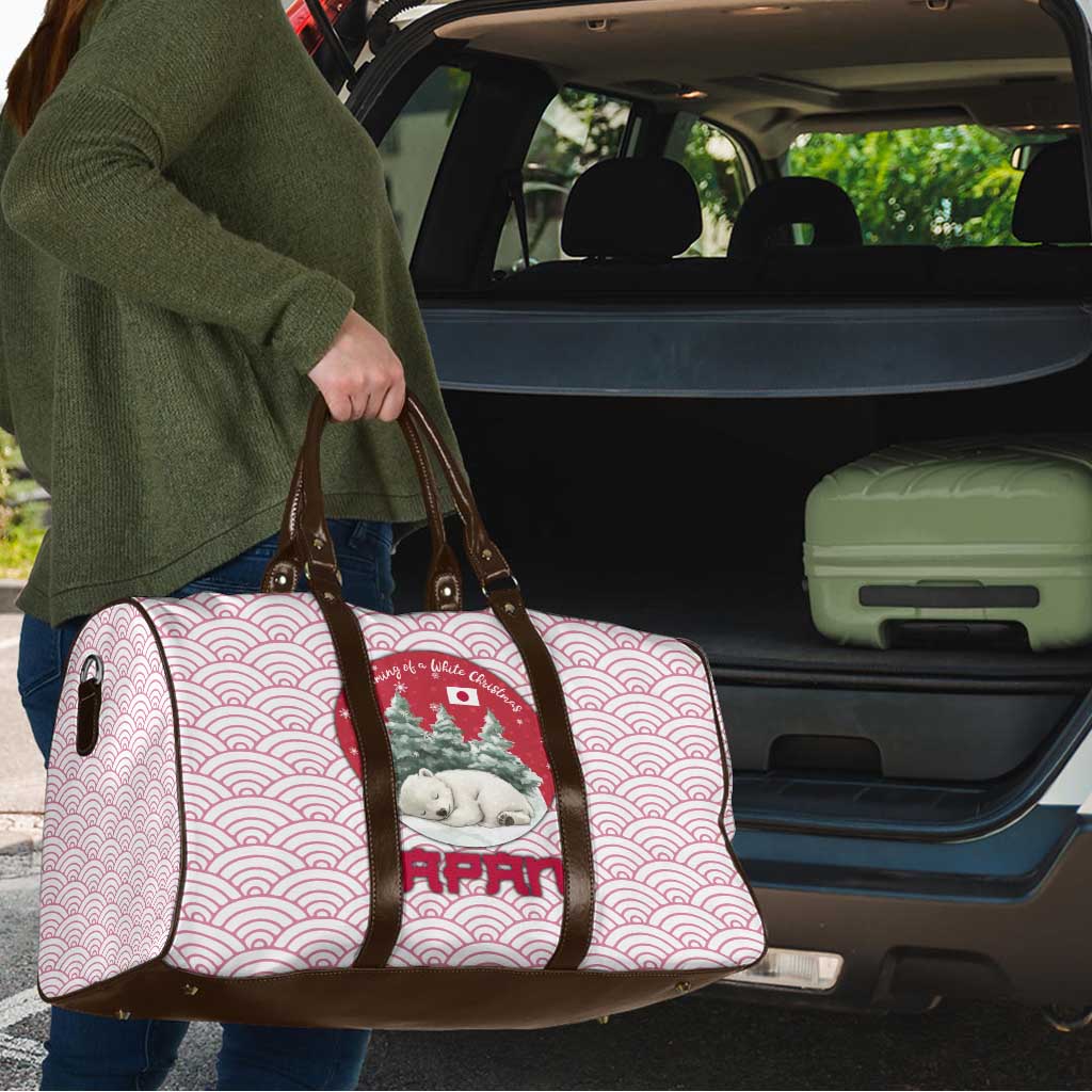 Japan Christmas Travel Bag with Sleeping Polar Bear Pine Trees and Chrysanthemum Crest Pattern - Wonder Print Shop