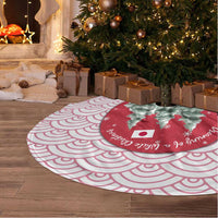 Japan Christmas Tree Skirt with Sleeping Polar Bear Pine Trees and Chrysanthemum Crest Pattern - Wonder Print Shop