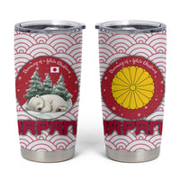 Japan Christmas Tumbler Cup with Sleeping Polar Bear Pine Trees and Chrysanthemum Crest Pattern - Wonder Print Shop