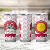 Japan Christmas Tumbler Cup with Sleeping Polar Bear Pine Trees and Chrysanthemum Crest Pattern - Wonder Print Shop