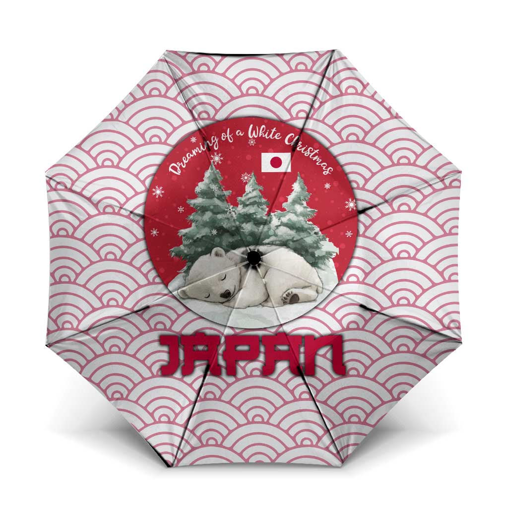 Japan Christmas Umbrella with Sleeping Polar Bear Pine Trees and Chrysanthemum Crest Pattern - Wonder Print Shop