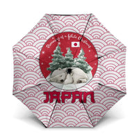 Japan Christmas Umbrella with Sleeping Polar Bear Pine Trees and Chrysanthemum Crest Pattern - Wonder Print Shop