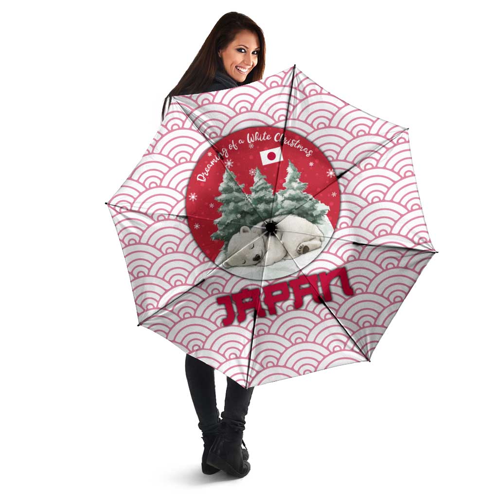Japan Christmas Umbrella with Sleeping Polar Bear Pine Trees and Chrysanthemum Crest Pattern - Wonder Print Shop