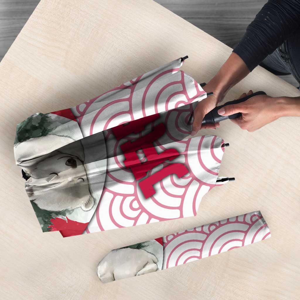 Japan Christmas Umbrella with Sleeping Polar Bear Pine Trees and Chrysanthemum Crest Pattern - Wonder Print Shop