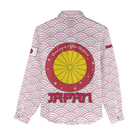 Japan Christmas Women Casual Shirt with Sleeping Polar Bear Pine Trees and Chrysanthemum Crest Pattern - Wonder Print Shop