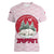 Japan Christmas Women V-Neck T-Shirt with Sleeping Polar Bear Pine Trees and Chrysanthemum Crest Pattern - Wonder Print Shop