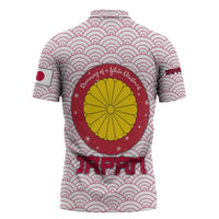 Japan Christmas Zipper Polo Shirt with Sleeping Polar Bear Pine Trees and Chrysanthemum Crest Pattern - Wonder Print Shop