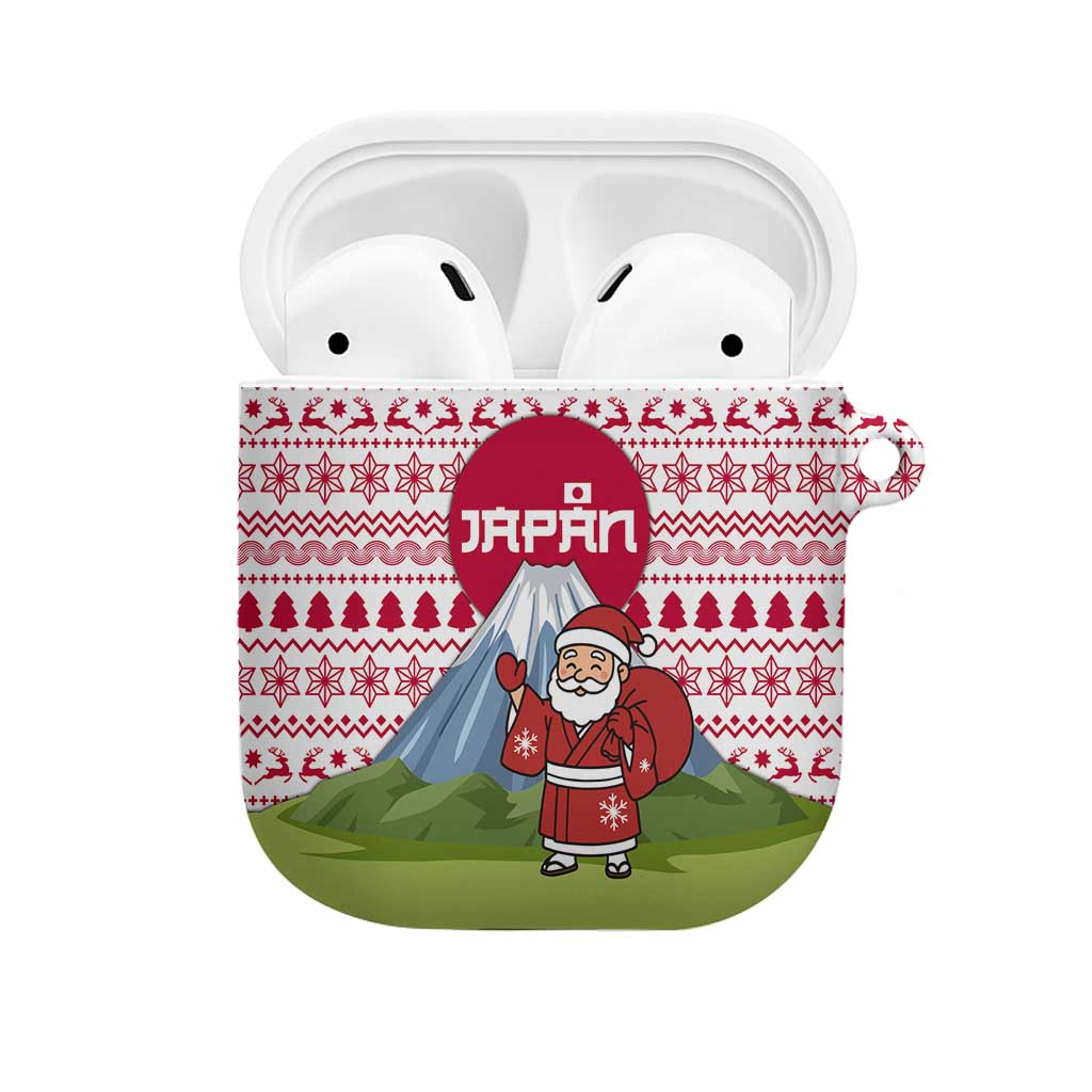 Japan Christmas AirPods Case with Santa Mount Fuji Rising Sun and Festive Pattern Design - Wonder Print Shop
