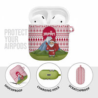 Japan Christmas AirPods Case with Santa Mount Fuji Rising Sun and Festive Pattern Design - Wonder Print Shop