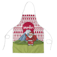 Japan Christmas Apron with Santa Mount Fuji Rising Sun and Festive Pattern Design - Wonder Print Shop