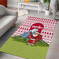 Japan Christmas Area Rug with Santa Mount Fuji Rising Sun and Festive Pattern Design - Wonder Print Shop