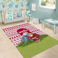 Japan Christmas Area Rug with Santa Mount Fuji Rising Sun and Festive Pattern Design - Wonder Print Shop