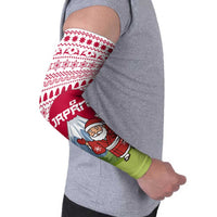 Japan Christmas Arm Sleeves with Santa Mount Fuji Rising Sun and Festive Pattern Design - Wonder Print Shop