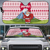 Japan Christmas Auto Sun Shade with Santa Mount Fuji Rising Sun and Festive Pattern Design - Wonder Print Shop