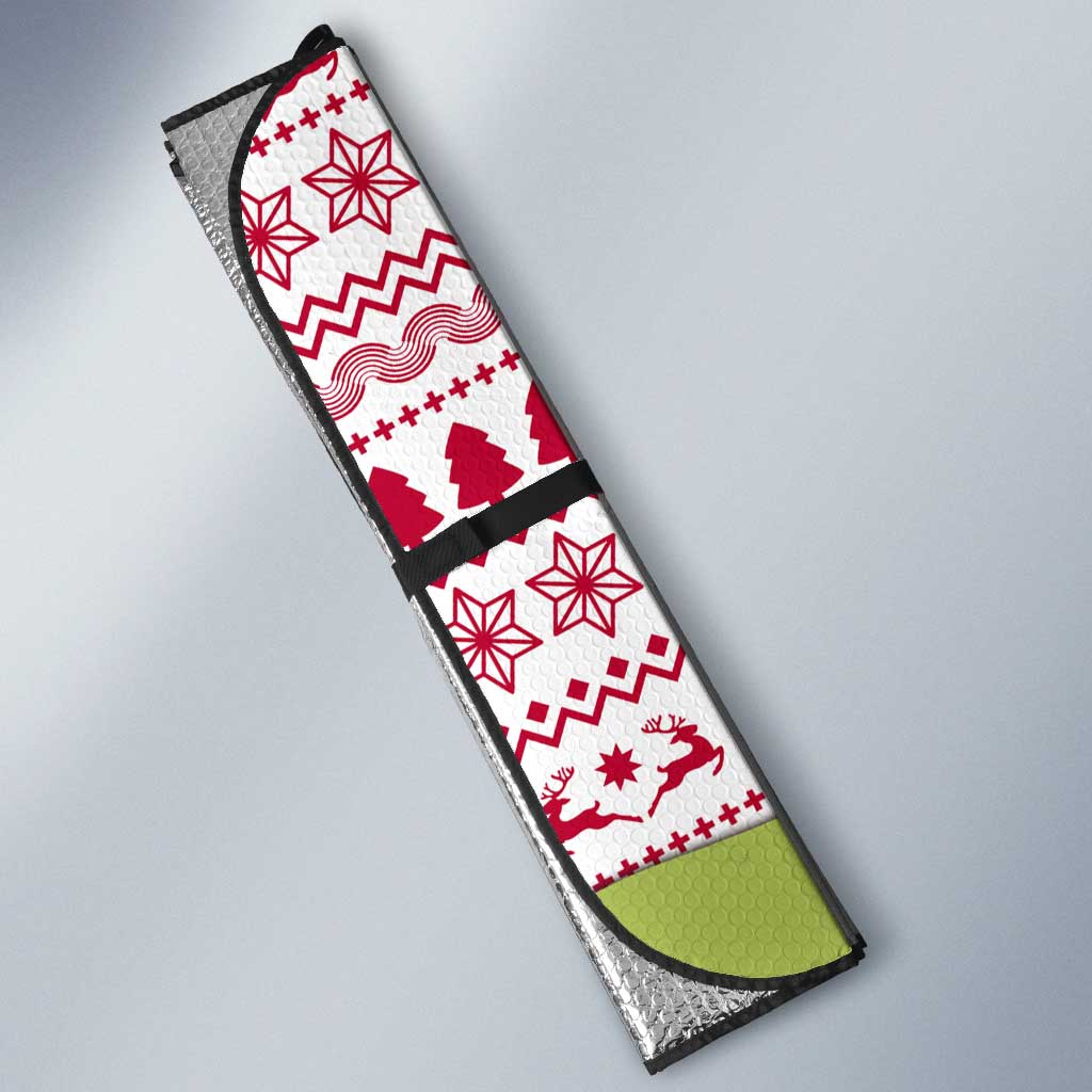 Japan Christmas Auto Sun Shade with Santa Mount Fuji Rising Sun and Festive Pattern Design - Wonder Print Shop