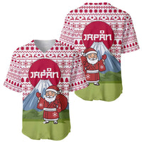 Japan Christmas Baseball Jersey with Santa Mount Fuji Rising Sun and Festive Pattern Design - Wonder Print Shop