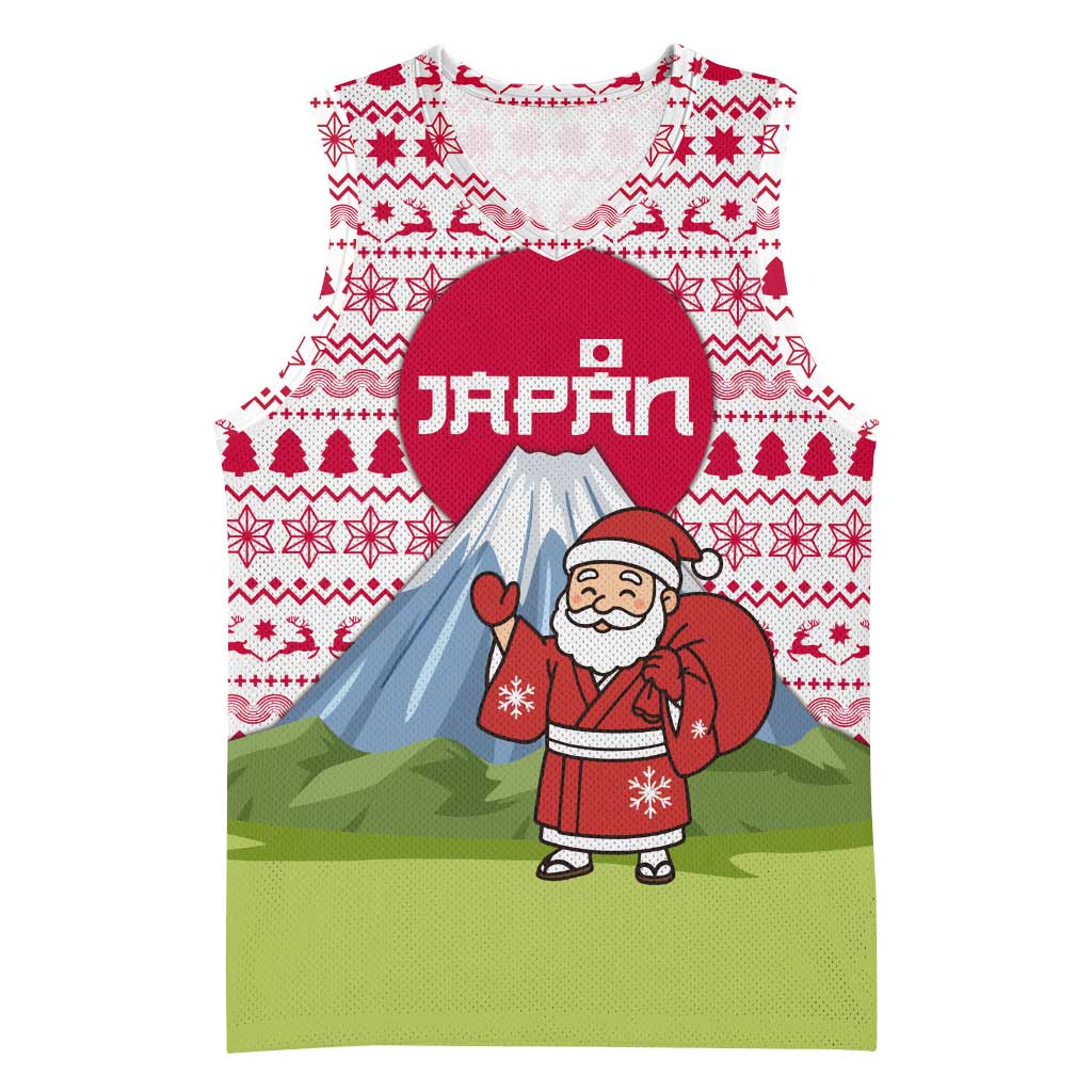 Japan Christmas Basketball Jersey with Santa Mount Fuji Rising Sun and Festive Pattern Design - Wonder Print Shop