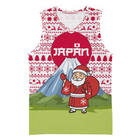 Japan Christmas Basketball Jersey with Santa Mount Fuji Rising Sun and Festive Pattern Design - Wonder Print Shop