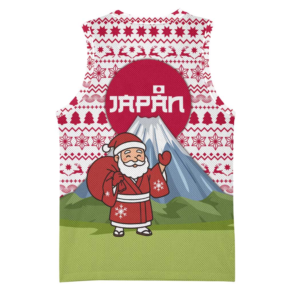 Japan Christmas Basketball Jersey with Santa Mount Fuji Rising Sun and Festive Pattern Design - Wonder Print Shop