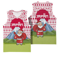 Japan Christmas Basketball Jersey with Santa Mount Fuji Rising Sun and Festive Pattern Design - Wonder Print Shop
