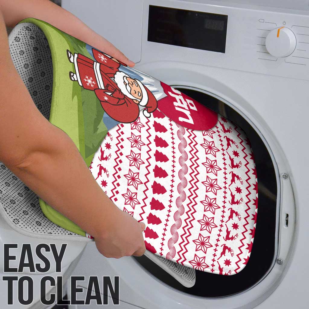 Japan Christmas Bathroom Set with Santa Mount Fuji Rising Sun and Festive Pattern Design - Wonder Print Shop