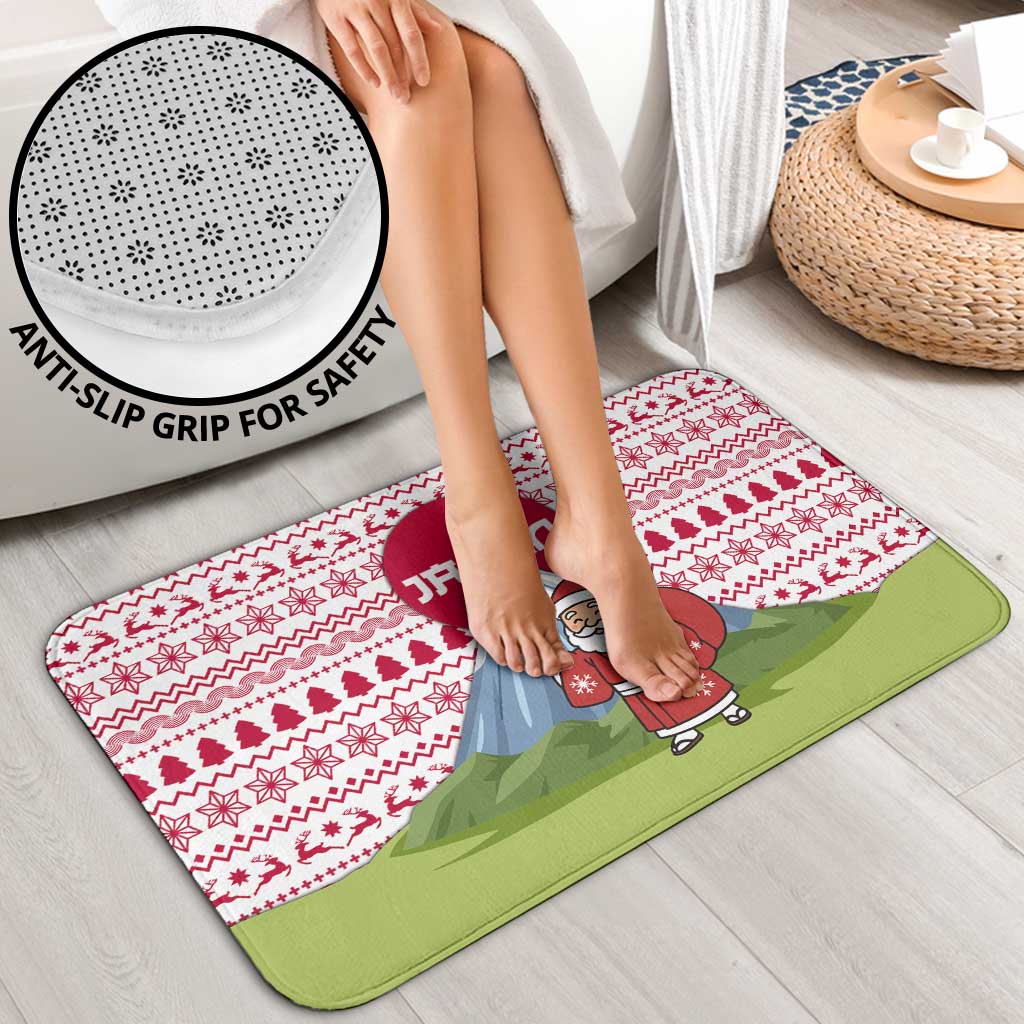 Japan Christmas Bathroom Set with Santa Mount Fuji Rising Sun and Festive Pattern Design - Wonder Print Shop