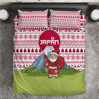 Japan Christmas Bedding Set with Santa Mount Fuji Rising Sun and Festive Pattern Design - Wonder Print Shop