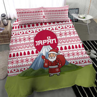 Japan Christmas Bedding Set with Santa Mount Fuji Rising Sun and Festive Pattern Design - Wonder Print Shop