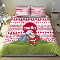 Japan Christmas Bedding Set with Santa Mount Fuji Rising Sun and Festive Pattern Design - Wonder Print Shop