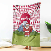 Japan Christmas Blanket with Santa Mount Fuji Rising Sun and Festive Pattern Design - Wonder Print Shop