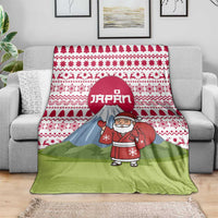Japan Christmas Blanket with Santa Mount Fuji Rising Sun and Festive Pattern Design - Wonder Print Shop