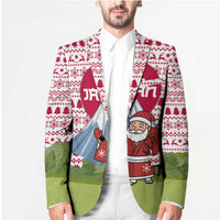 Japan Christmas Blazer with Santa Mount Fuji Rising Sun and Festive Pattern Design - Wonder Print Shop