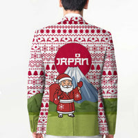 Japan Christmas Blazer with Santa Mount Fuji Rising Sun and Festive Pattern Design - Wonder Print Shop