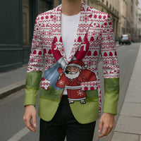 Japan Christmas Blazer with Santa Mount Fuji Rising Sun and Festive Pattern Design - Wonder Print Shop