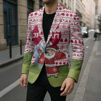 Japan Christmas Blazer with Santa Mount Fuji Rising Sun and Festive Pattern Design - Wonder Print Shop