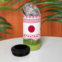 Japan Christmas 4 in 1 Can Cooler Tumbler with Santa Mount Fuji Rising Sun and Festive Pattern Design - Wonder Print Shop