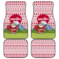 Japan Christmas Car Mats with Santa Mount Fuji Rising Sun and Festive Pattern Design - Wonder Print Shop