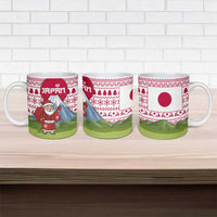 Japan Christmas Ceramic Mug with Santa Mount Fuji Rising Sun and Festive Pattern Design - Wonder Print Shop
