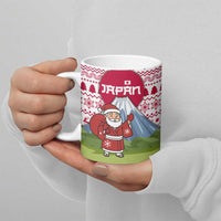 Japan Christmas Ceramic Mug with Santa Mount Fuji Rising Sun and Festive Pattern Design - Wonder Print Shop