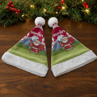 Japan Christmas Santa Hat with Santa Mount Fuji Rising Sun and Festive Pattern Design - Wonder Print Shop