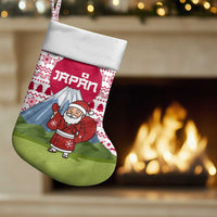 Japan Christmas Stocking with Santa Mount Fuji Rising Sun and Festive Pattern Design - Wonder Print Shop