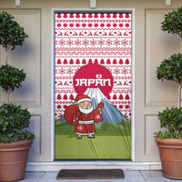 Japan Christmas Door Cover with Santa Mount Fuji Rising Sun and Festive Pattern Design - Wonder Print Shop