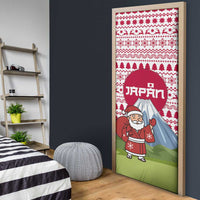 Japan Christmas Door Cover with Santa Mount Fuji Rising Sun and Festive Pattern Design - Wonder Print Shop