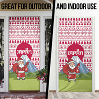 Japan Christmas Door Cover with Santa Mount Fuji Rising Sun and Festive Pattern Design - Wonder Print Shop