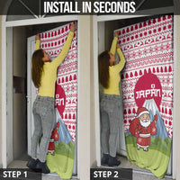 Japan Christmas Door Cover with Santa Mount Fuji Rising Sun and Festive Pattern Design - Wonder Print Shop