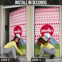 Japan Christmas Door Cover with Santa Mount Fuji Rising Sun and Festive Pattern Design - Wonder Print Shop