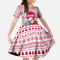 Japan Christmas Family Matching Long Sleeve Bodycon Dress and Hawaiian Shirt with Santa Mount Fuji Rising Sun and Festive Pattern Design - Wonder Print Shop