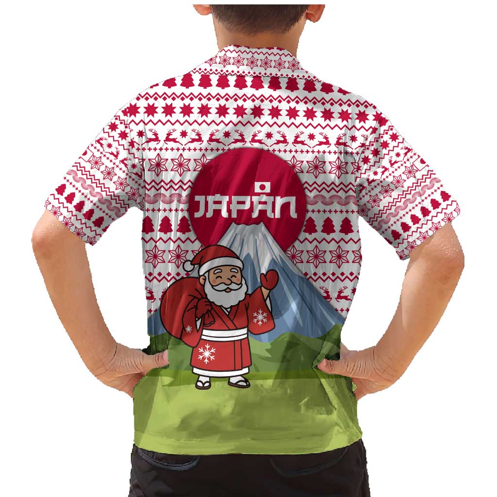 Japan Christmas Family Matching Mermaid Dress and Hawaiian Shirt with Santa Mount Fuji Rising Sun and Festive Pattern Design - Wonder Print Shop